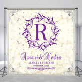 Lofaris White Floral Bokeh Purple Text Custom Wedding Backdrop